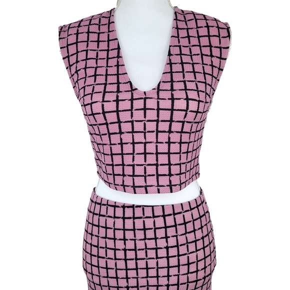 UK2LA Womens Lg. 2 Piece Set Purple Grid Dress - Picture 2 of 8